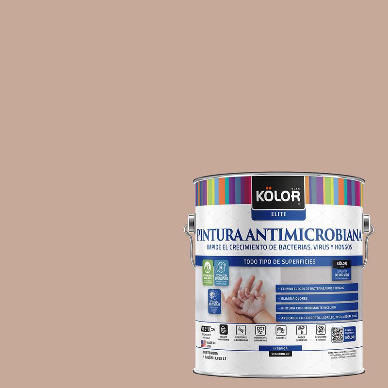 KOLOR - Pintura Antimicrobiana Semibrillante 1 galón(es) Café Odawara