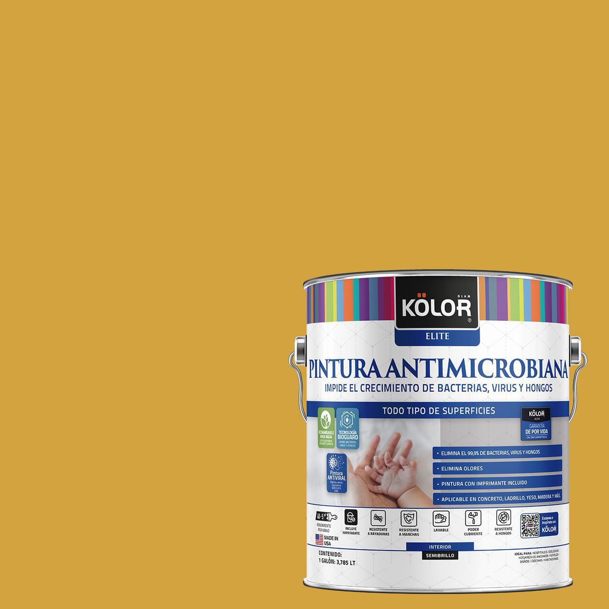 KOLOR - Pintura Antimicrobiana 1 galón(es) Semibrillante Amarillo Laval