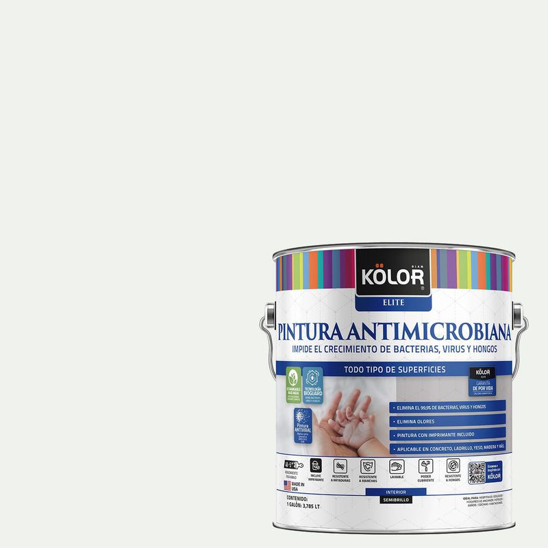 KOLOR - Pintura Antimicrobiana Semibrillante 1 galón(es) Blanco Krems
