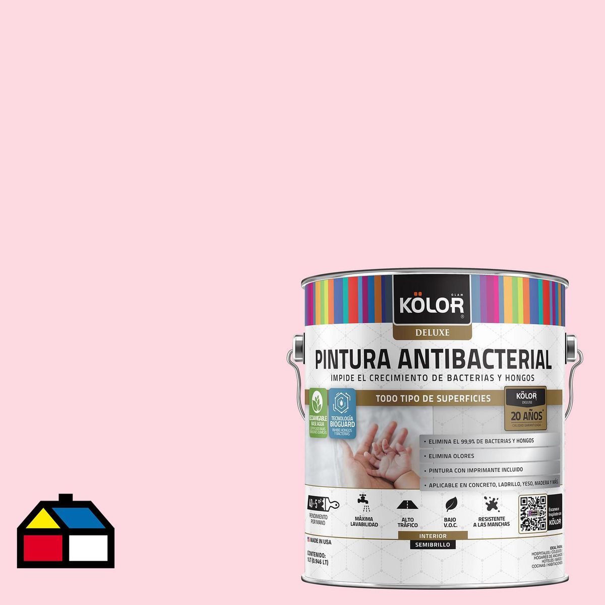 KOLOR - Pintura Antimicrobiana 1 galón(es) Semibrillante Naranjo Samara