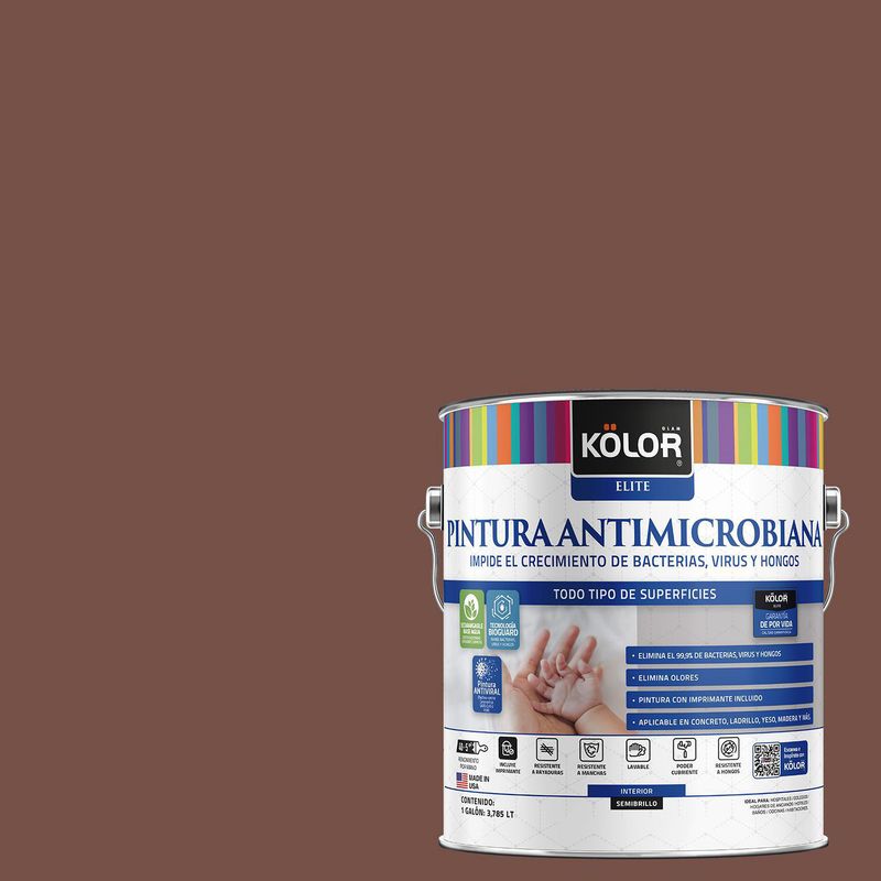 KOLOR - Pintura Antimicrobiana Semibrillante 1 galón(es) Café Benevento