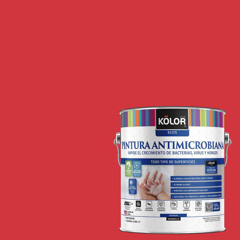 KOLOR - Pintura Antimicrobiana Semibrillante 1 galón(es) Rojo Minsk