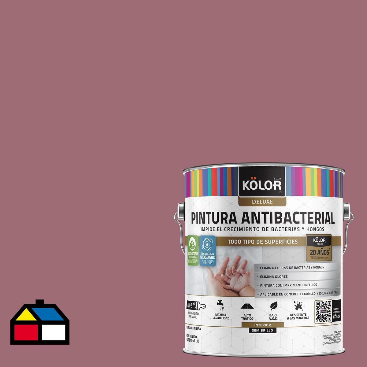 KOLOR - Pintura Antimicrobiana 1 galón(es) Semibrillante Fucsia Batna