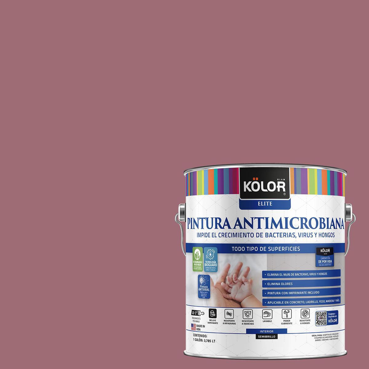 KOLOR - Pintura Antimicrobiana 1 galón(es) Semibrillante Fucsia Batna