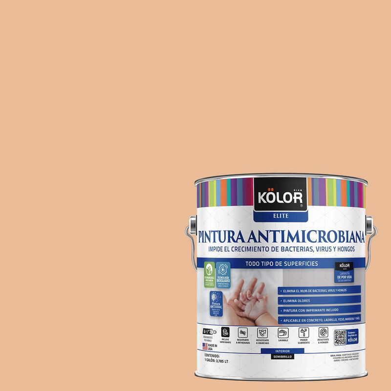 KOLOR - Pintura Antimicrobiana Semibrillante 1 galón(es) Naranjo Vieste