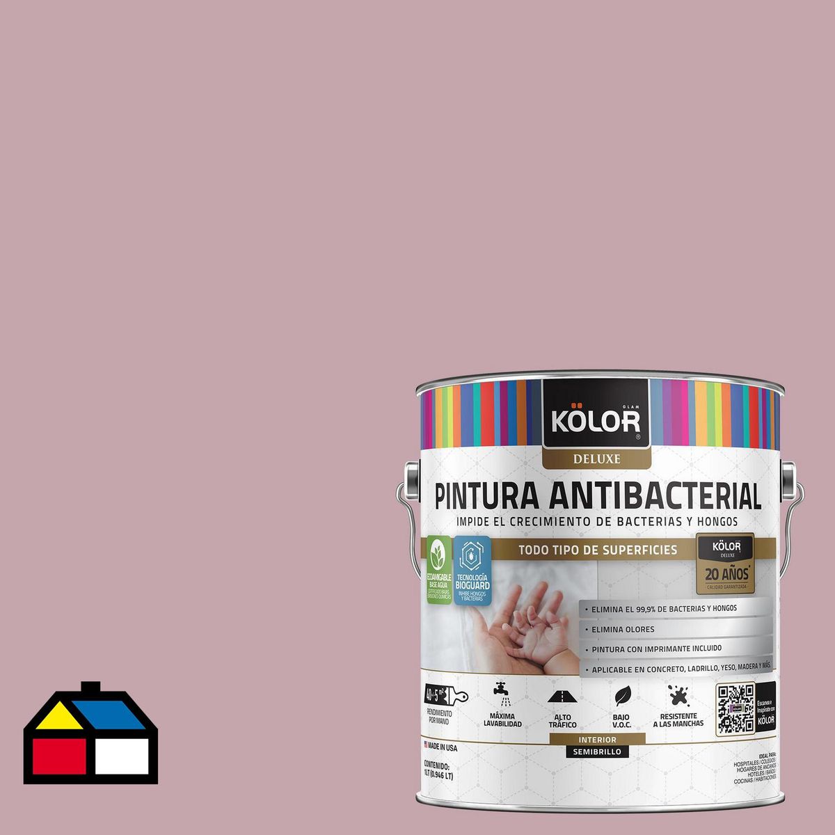 KOLOR - Pintura Antimicrobiana 1 galón(es) Semibrillante Fucsia Libia