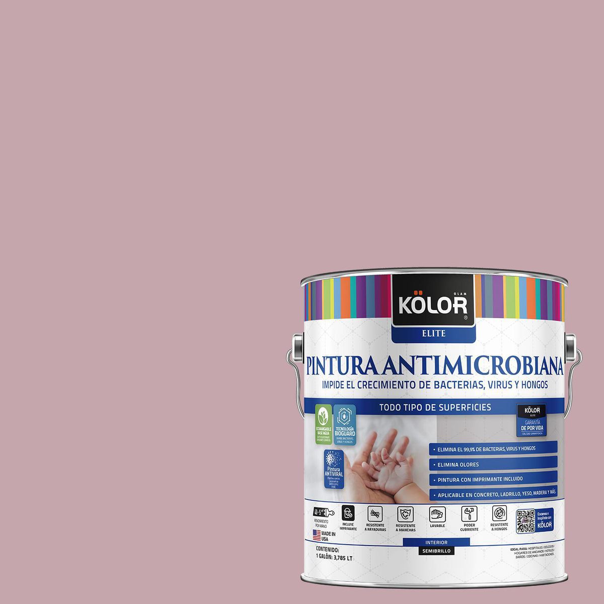 KOLOR - Pintura Antimicrobiana 1 galón(es) Semibrillante Fucsia Libia