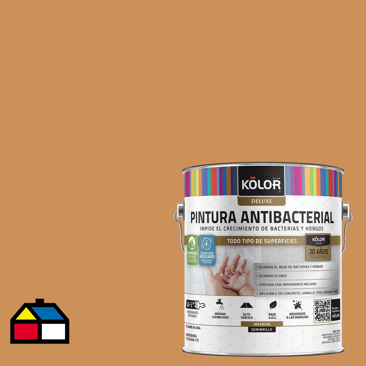 KOLOR - Pintura Antimicrobiana 1 galón(es) Semibrillante Café Sliven