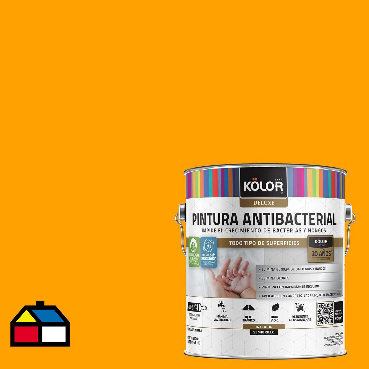 KOLOR - Pintura Antimicrobiana 1 galón(es) Semibrillante Naranjo Frae