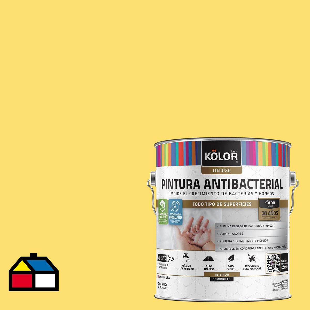 KOLOR - Pintura Antimicrobiana 1 galón(es) Semibrillante Amarillo Asmara