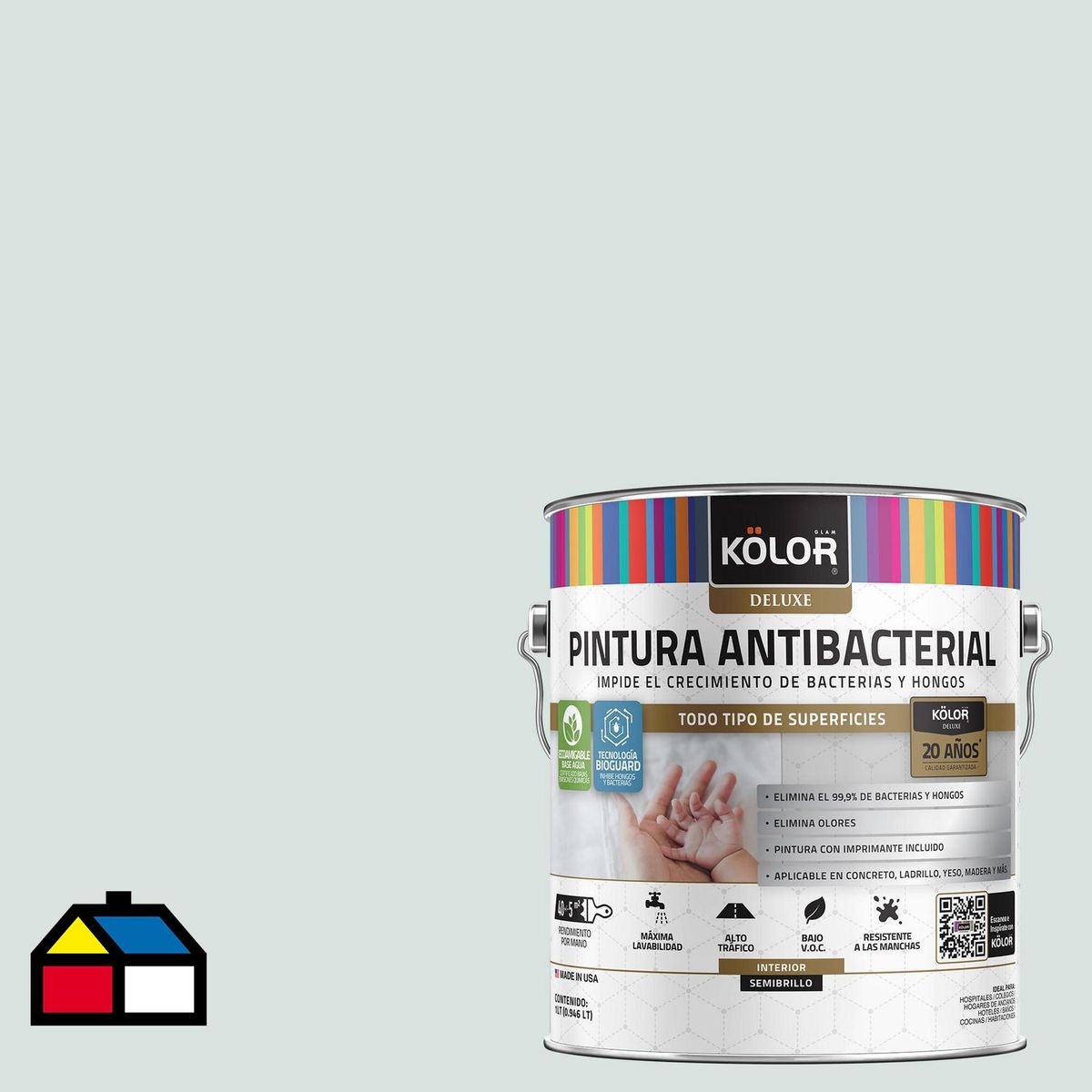 Pintura Antimicrobiana 1 galón(es) Semibrillante Verde Stirling, marca KOLOR - Foto 2
