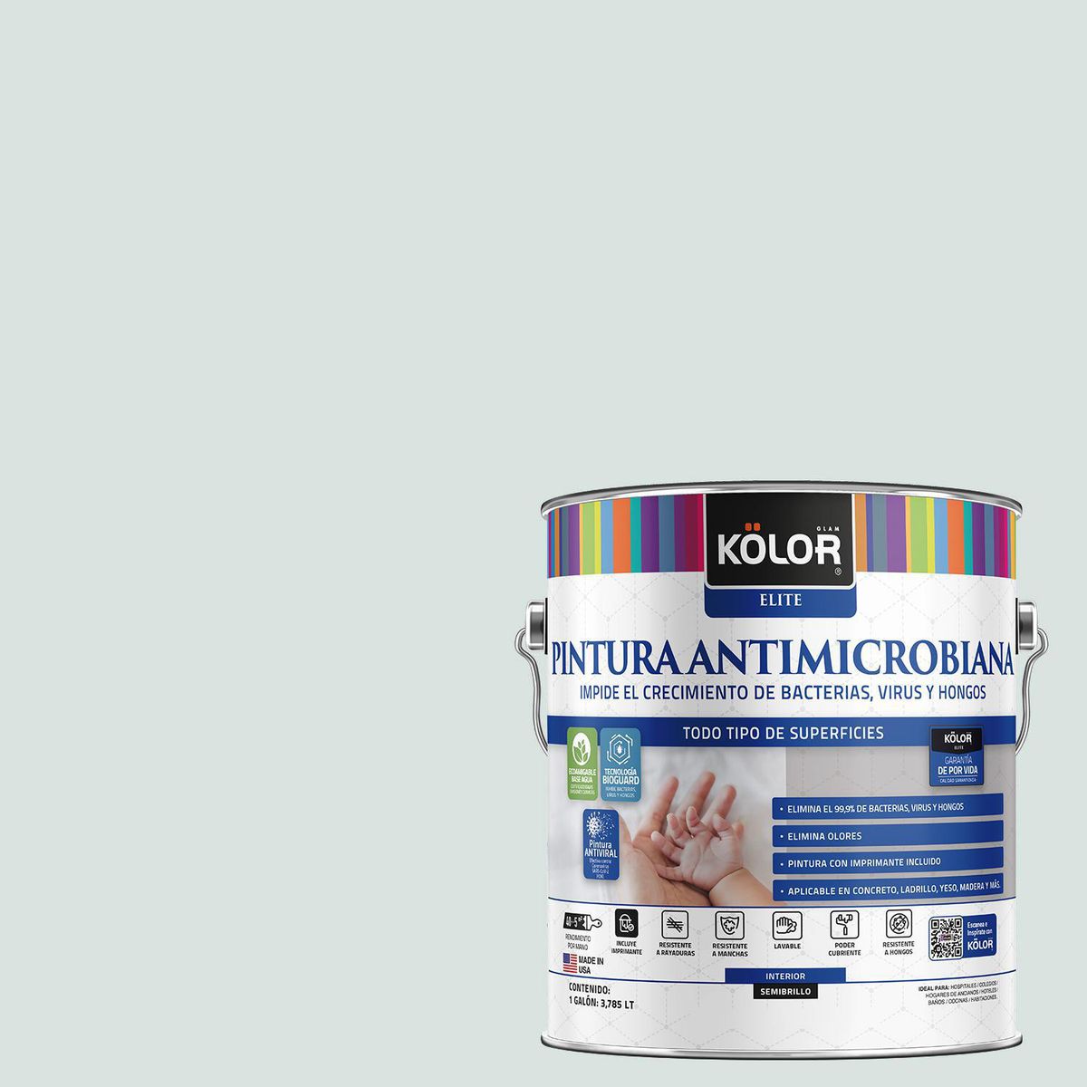 Pintura Antimicrobiana 1 galón(es) Semibrillante Verde Stirling, marca KOLOR - Foto Principal