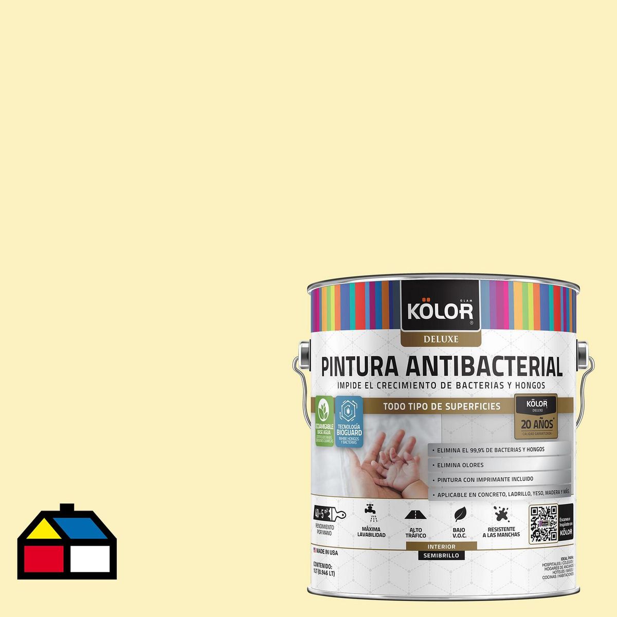 KOLOR - Pintura Antimicrobiana 1 galón(es) Semibrillante Amarillo Grodno