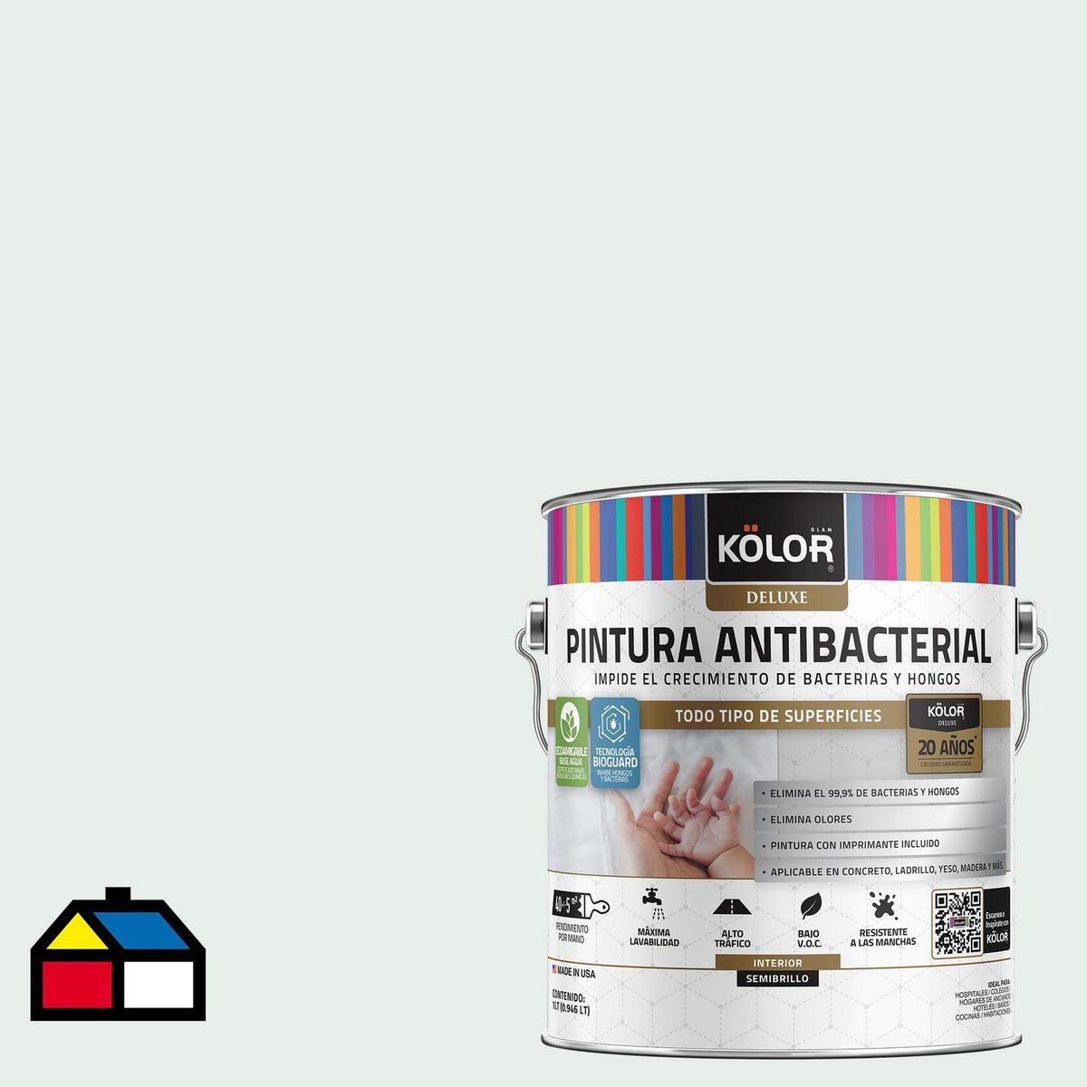 KOLOR - Pintura Antimicrobiana Semibrillante 1 galón(es) Verde Viena 