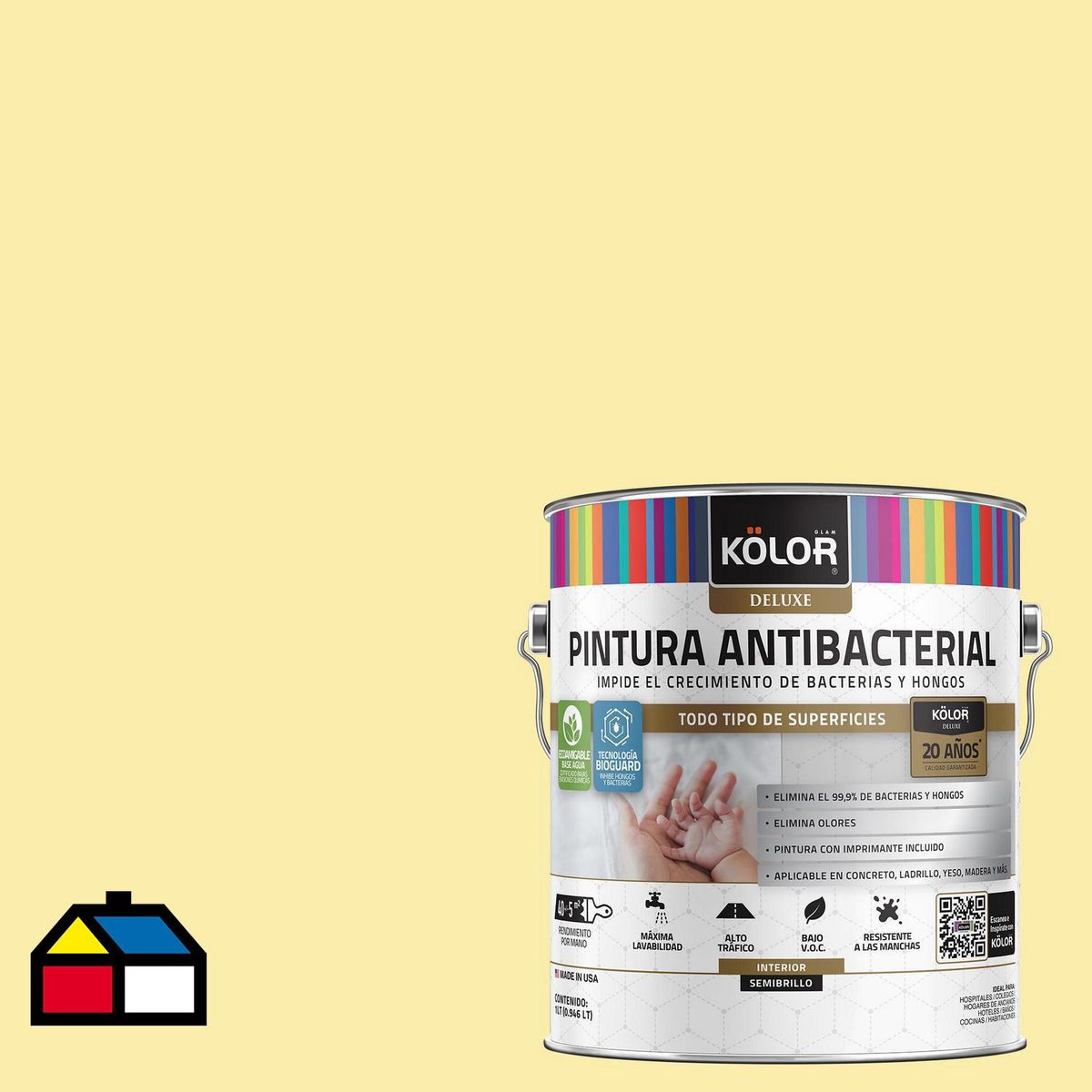KOLOR - Pintura Antimicrobiana 1 galón(es) Semibrillante Amarillo Yakutat