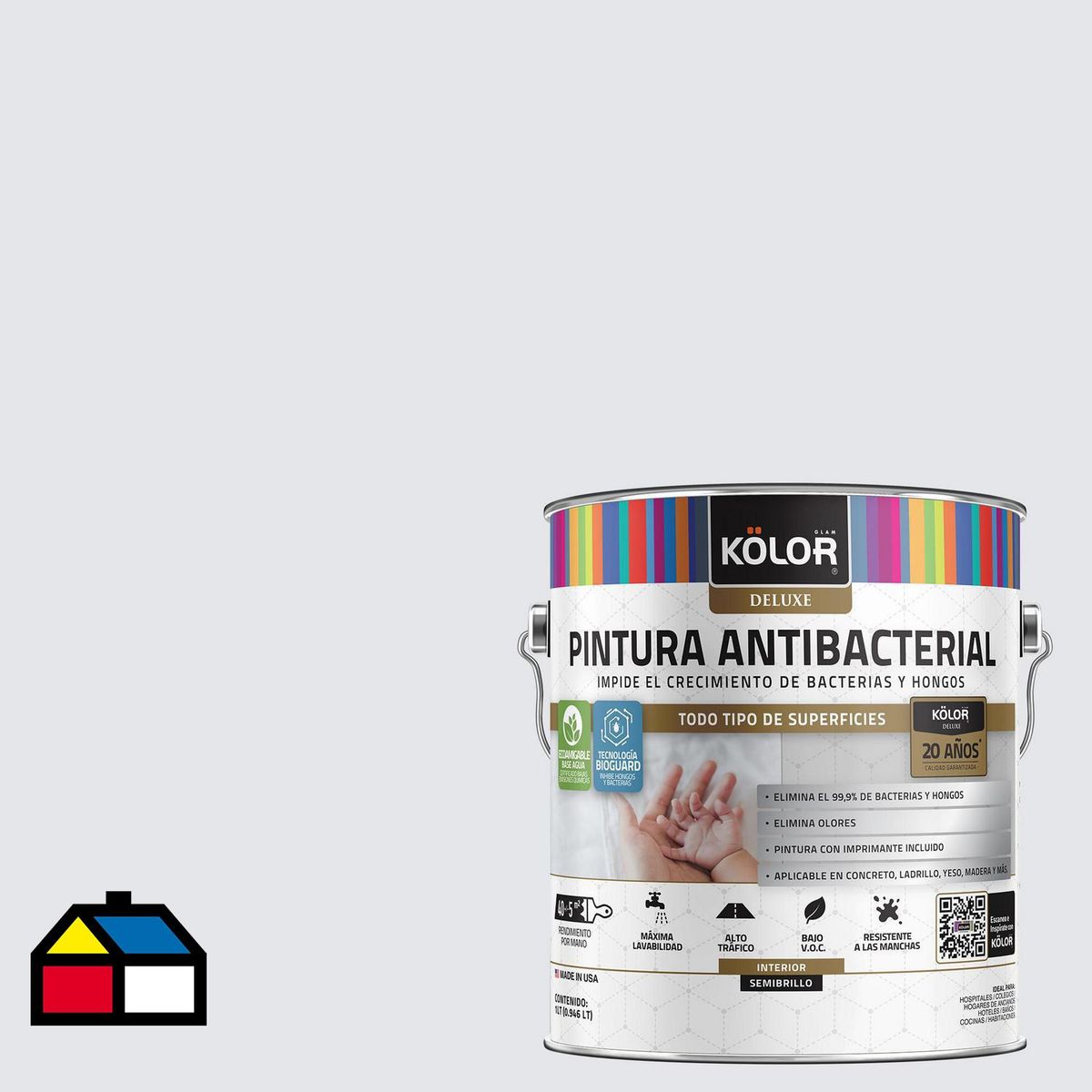 KOLOR - Pintura Antimicrobiana 1 galón(es) Semibrillante Gris Calibut