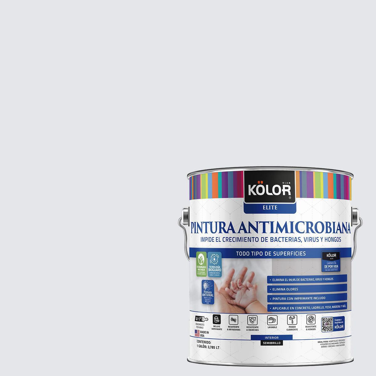 KOLOR - Pintura Antimicrobiana 1 galón(es) Semibrillante Gris Calibut
