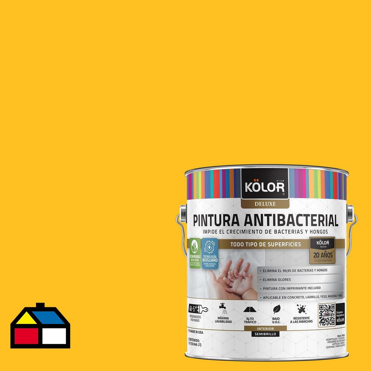 KOLOR - Pintura Antimicrobiana 1 galón(es) Semibrillante Amarillo Cavite