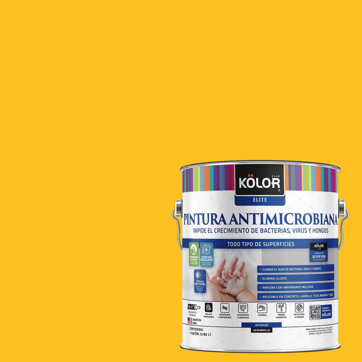 KOLOR - Pintura Antimicrobiana 1 galón(es) Semibrillante Amarillo Cavite