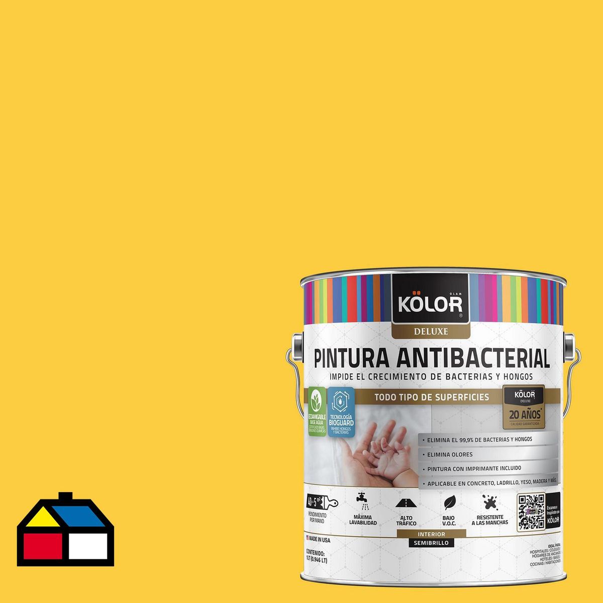 KOLOR - Pintura Antimicrobiana 1 galón(es) Semibrillante Naranjo Kiikenny