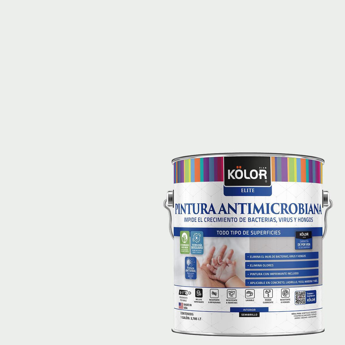 KOLOR - Pintura Antimicrobiana Semibrillante 1 galón(es) Blanco Lucca 