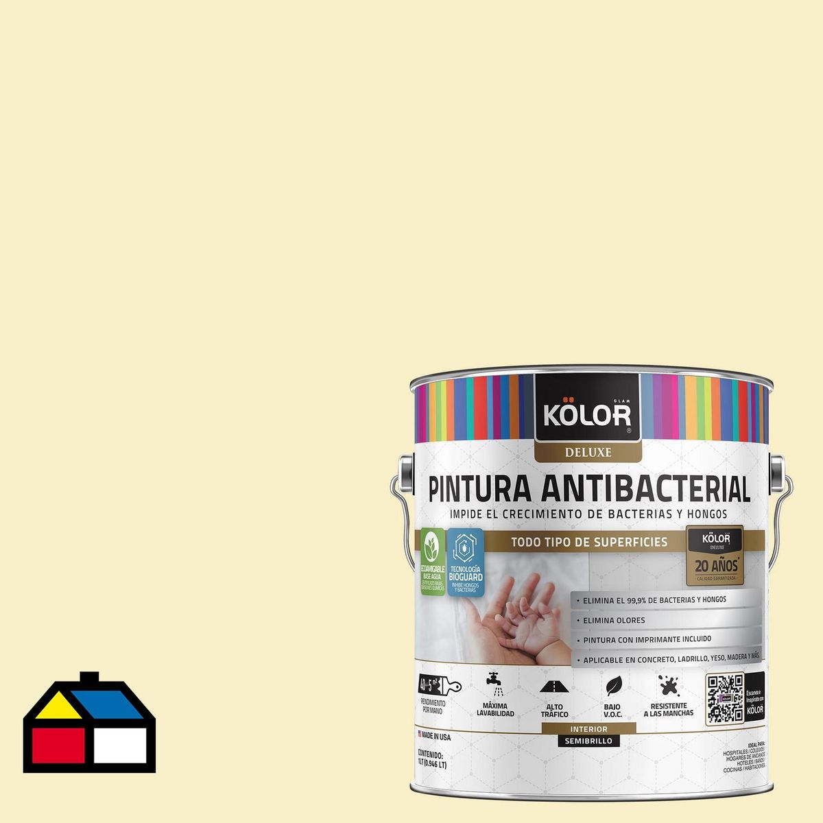 KOLOR - Pintura Antimicrobiana 1 galón(es) Semibrillante Amarillo Galway