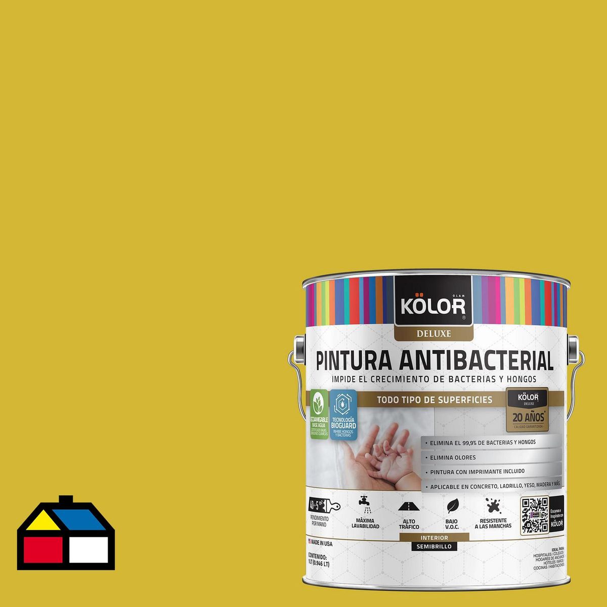 KOLOR - Pintura Antimicrobiana 1 galón(es) Semibrillante Amarillo Fukuoka