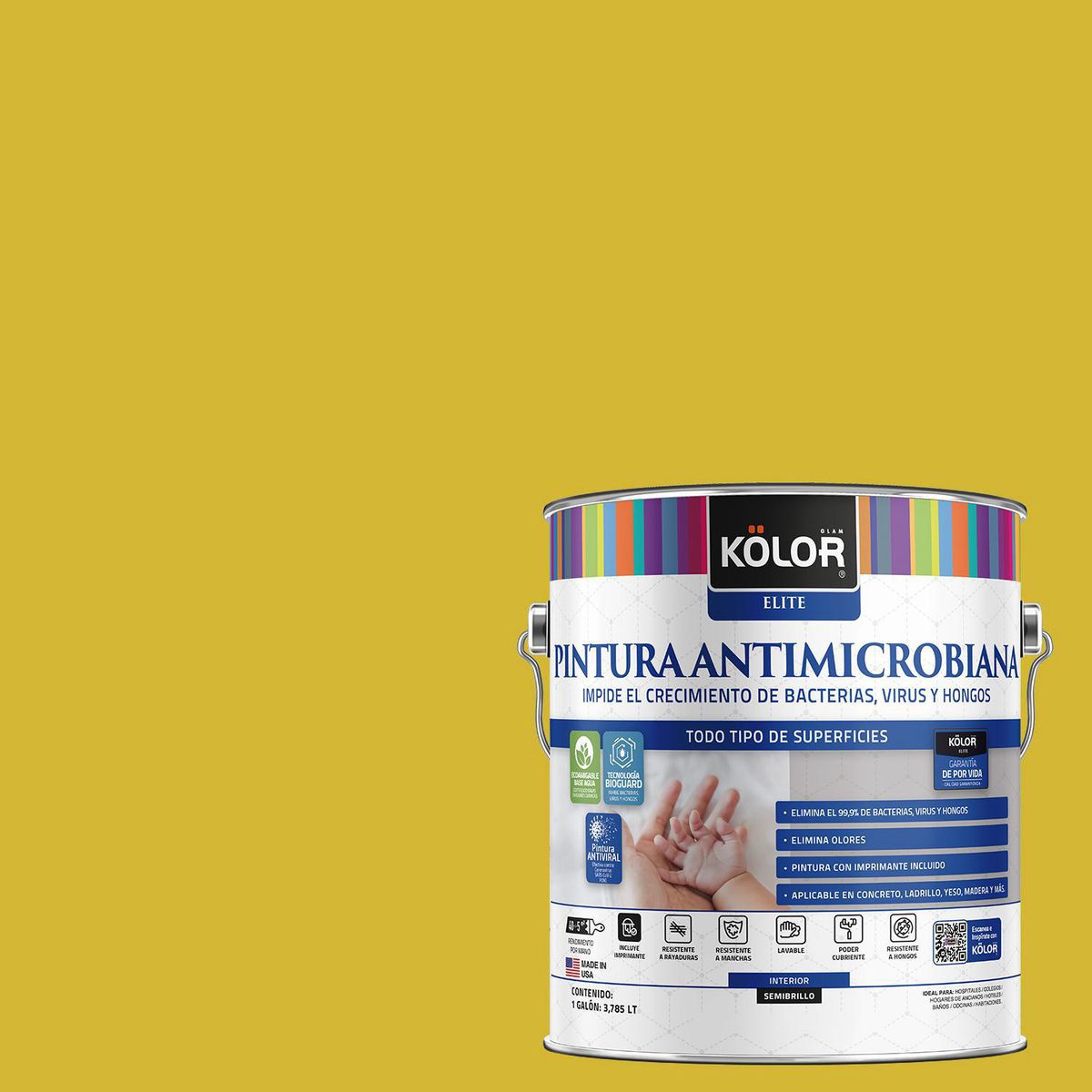 KOLOR - Pintura Antimicrobiana 1 galón(es) Semibrillante Amarillo Fukuoka