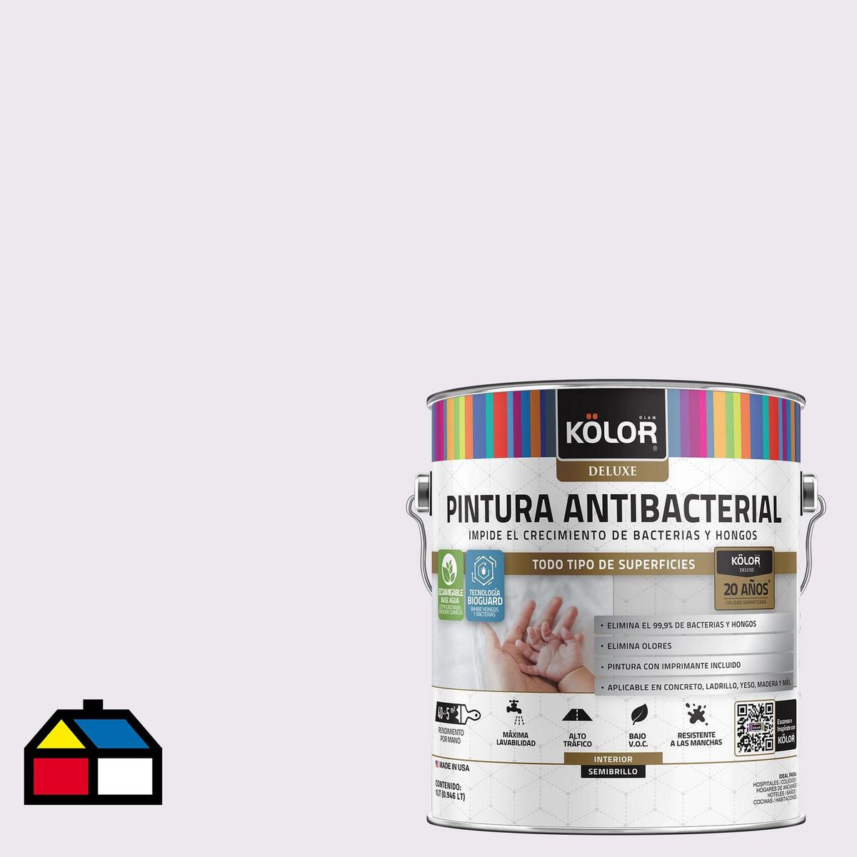 KOLOR - Pintura Antimicrobiana 1 galón(es) Semibrillante Rosado Arosa
