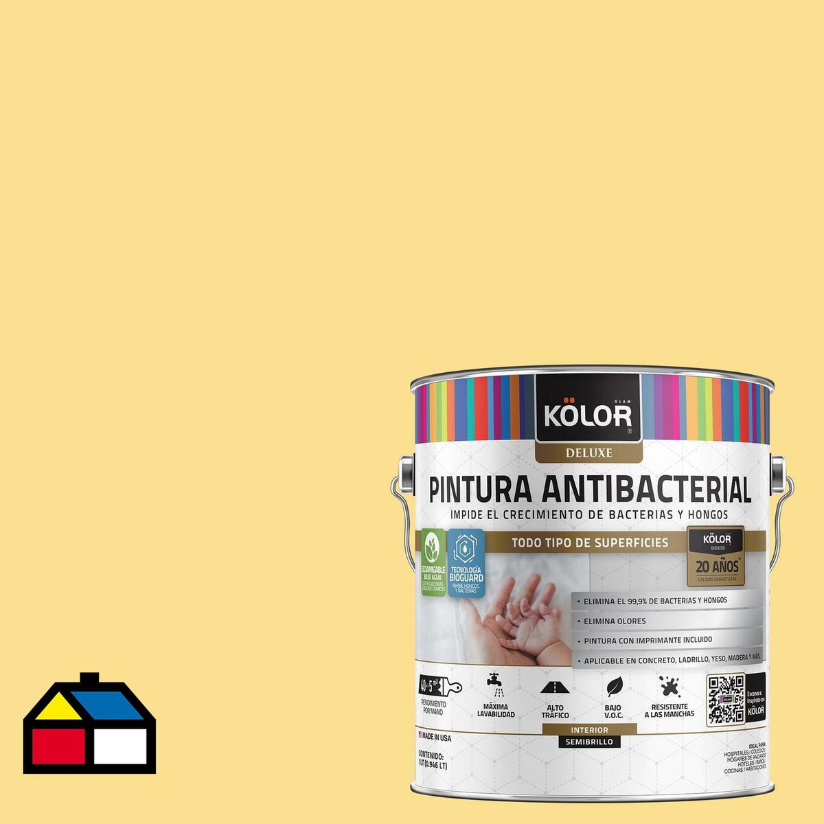 KOLOR - Pintura Antimicrobiana 1 galón(es) Semibrillante Amarillo Donini