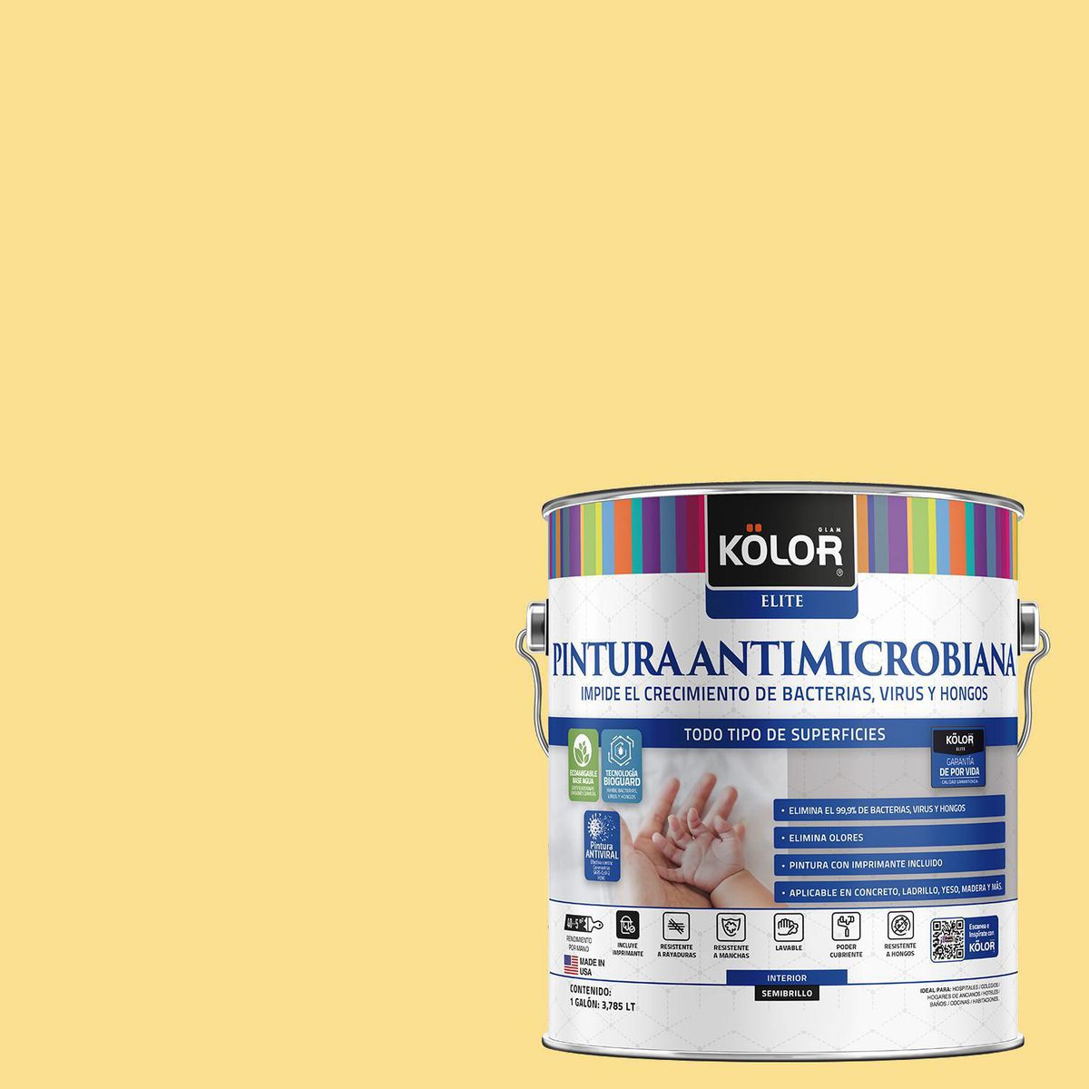 KOLOR - Pintura Antimicrobiana 1 galón(es) Semibrillante Amarillo Donini