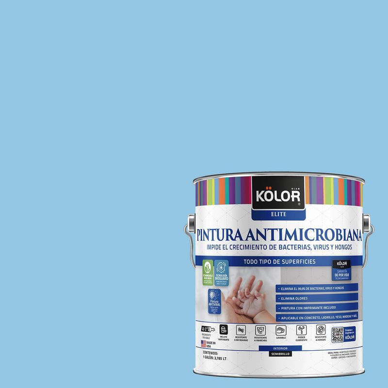 KOLOR - Pintura Antimicrobiana Semibrillante 1 galón(es) Celeste Kolhapur 