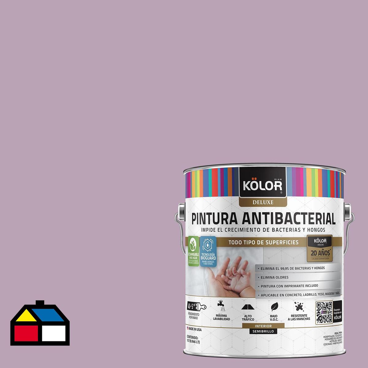 KOLOR - Pintura Antimicrobiana 1 galón(es) Semibrillante Púrpura Yona