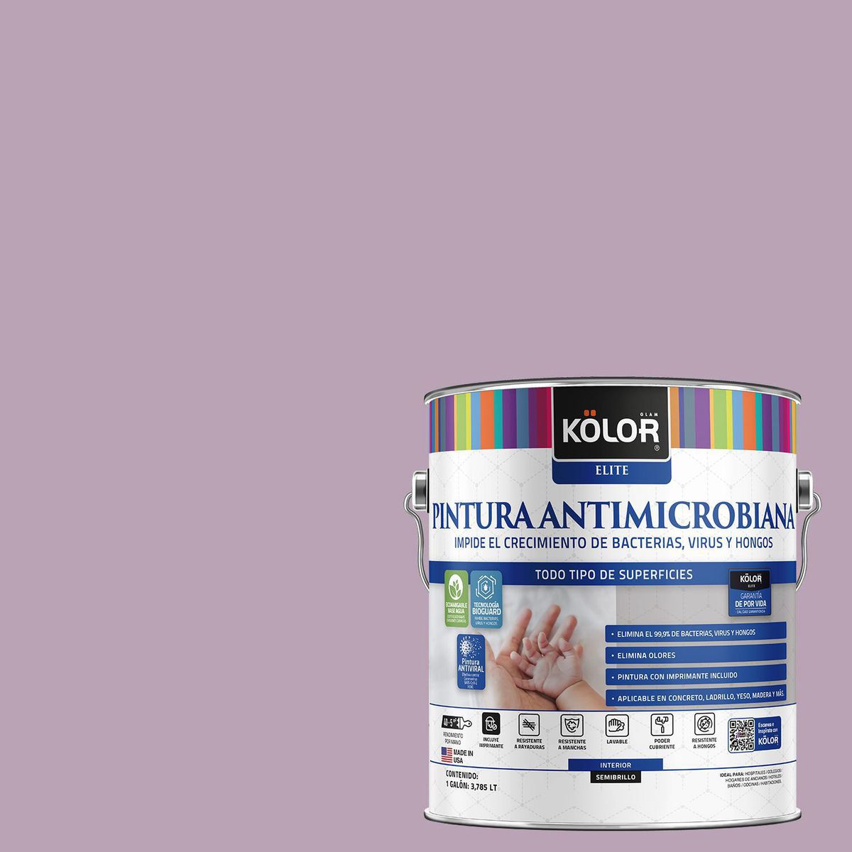 KOLOR - Pintura Antimicrobiana 1 galón(es) Semibrillante Púrpura Yona