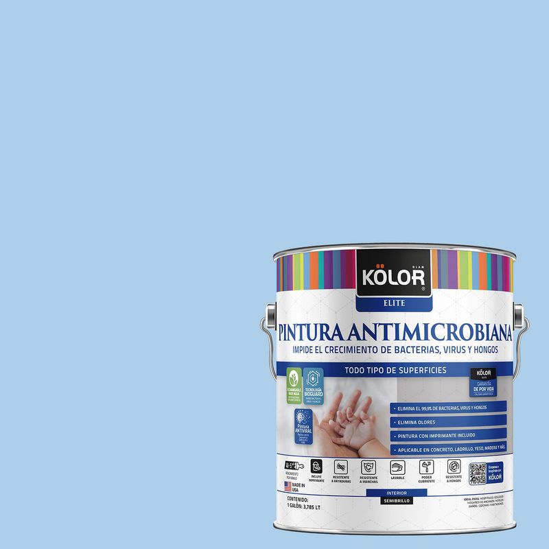 KOLOR - Pintura Antimicrobiana Semibrillante 1 galón(es) Celeste Austria
