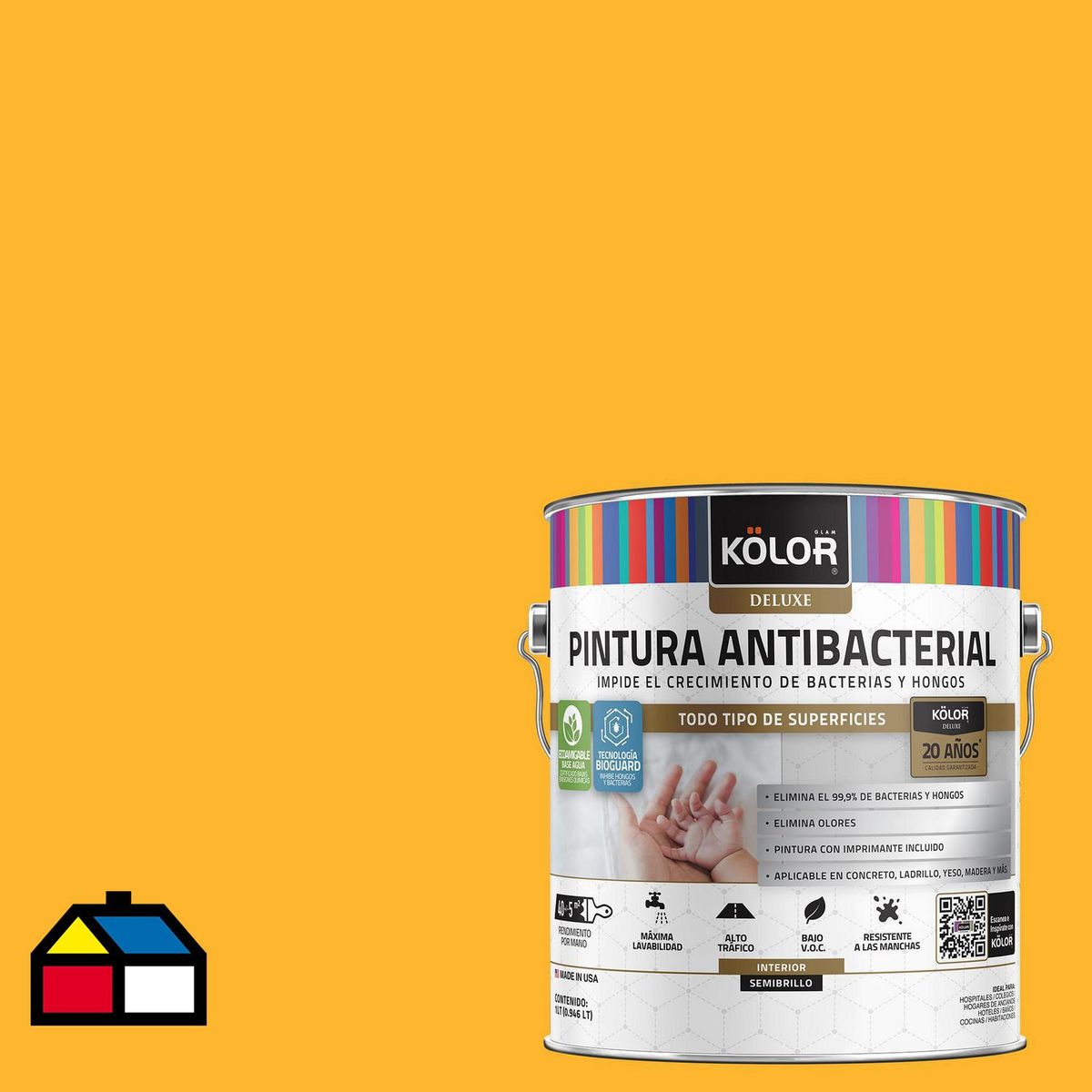KOLOR - Pintura Antimicrobiana 1 galón(es) Semibrillante Amarillo Biasca