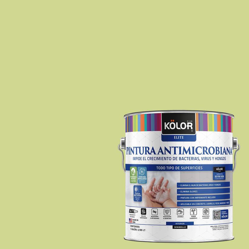 KOLOR - Pintura Antimicrobiana Semibrillante 1 galón(es) Verde Vizianagara