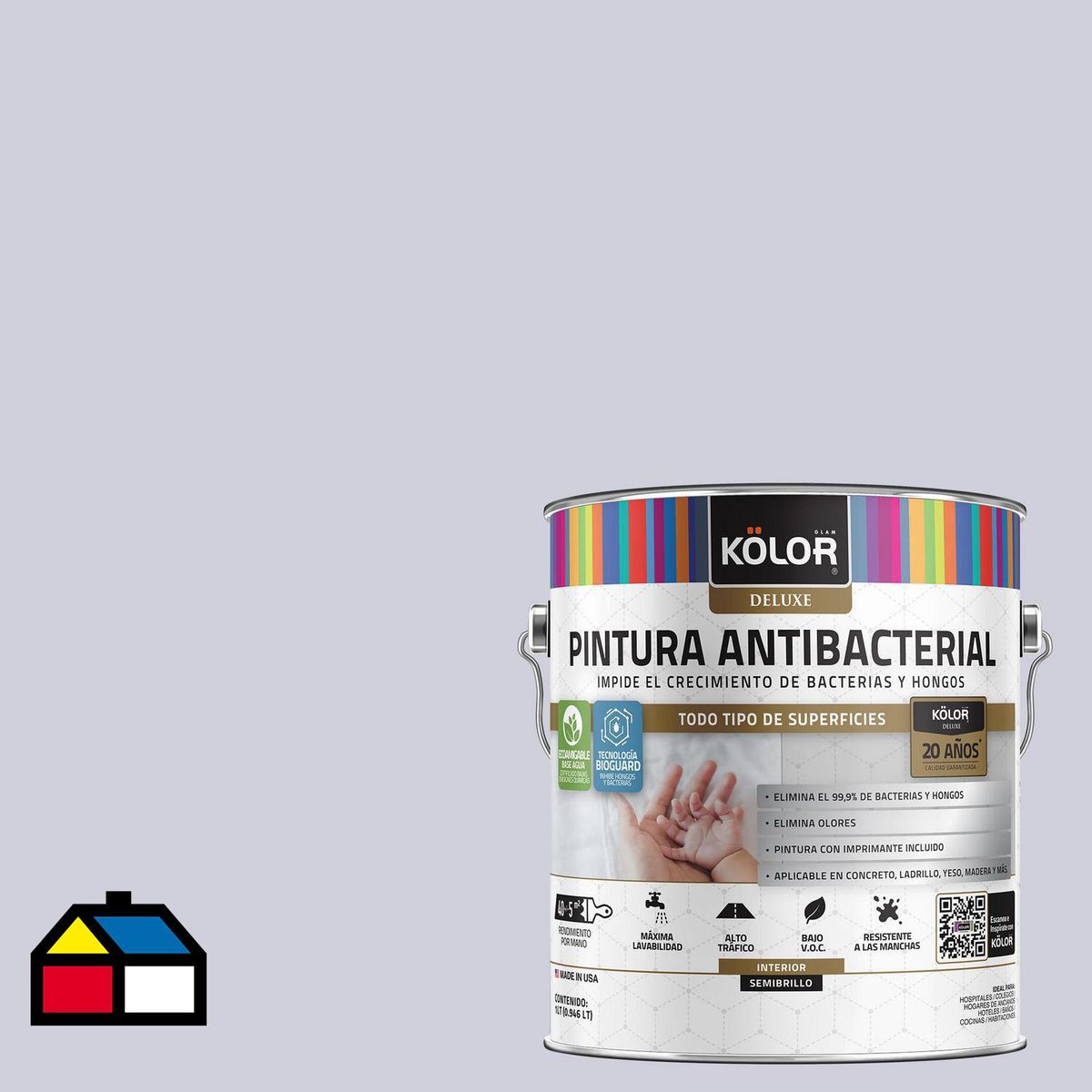 KOLOR - Pintura Antimicrobiana Semibrillante 1 galón(es) Gris Albacete 