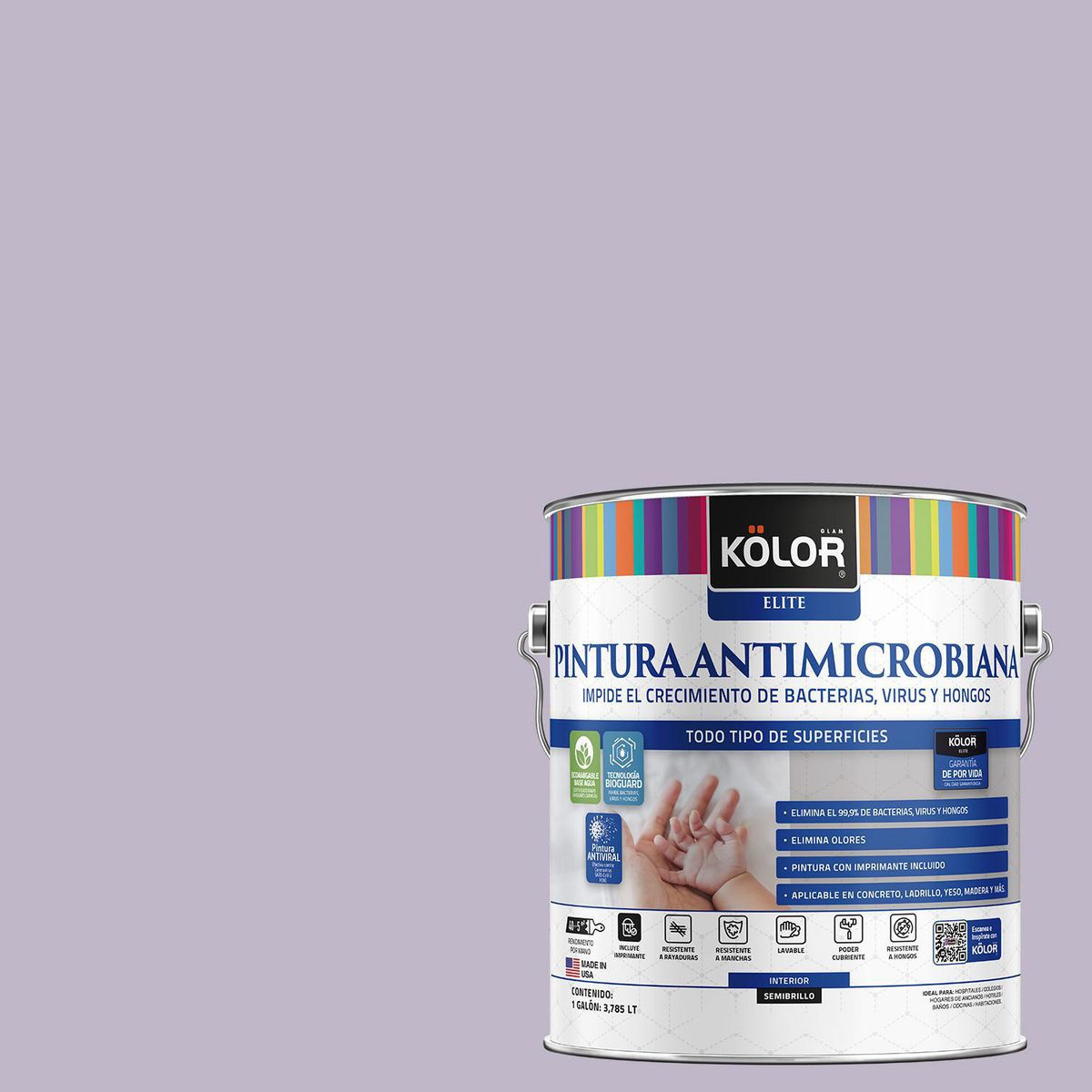 KOLOR - Pintura Antimicrobiana 1 galón(es) Semibrillante Púrpura Legazpi