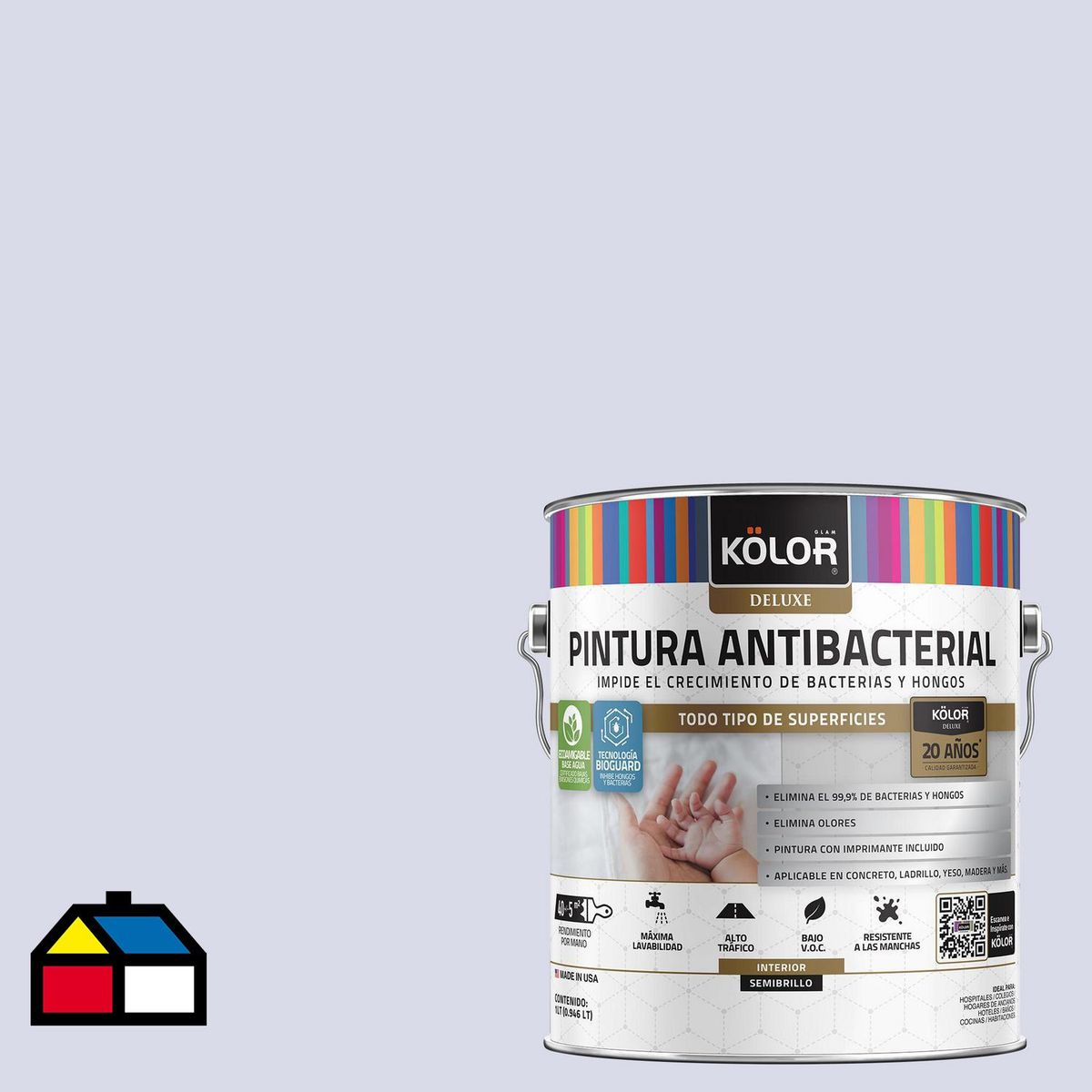 KOLOR - Pintura Antimicrobiana 1 galón(es) Semibrillante Púrpura Macerata