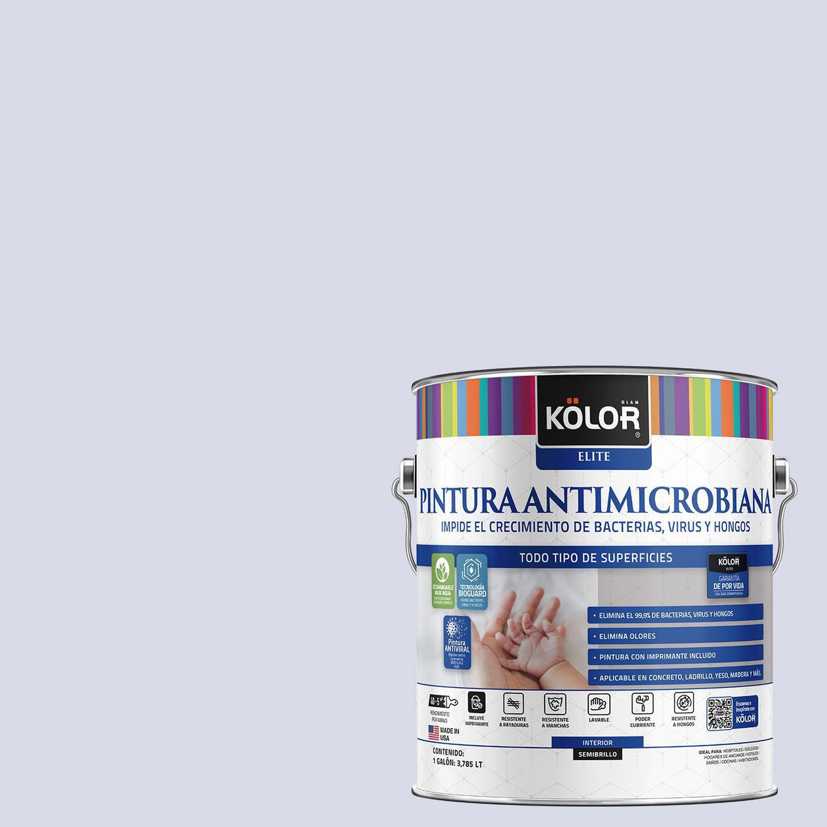 KOLOR - Pintura Antimicrobiana 1 galón(es) Semibrillante Púrpura Macerata