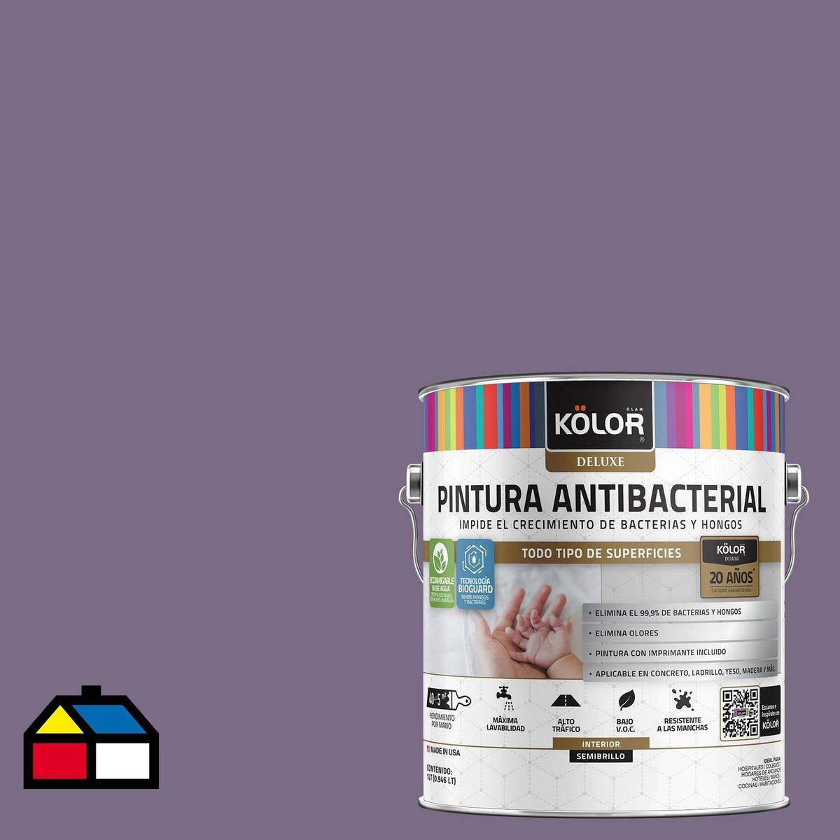 KOLOR - Pintura Antimicrobiana 1 galón(es) Semibrillante Púrpura Covasna