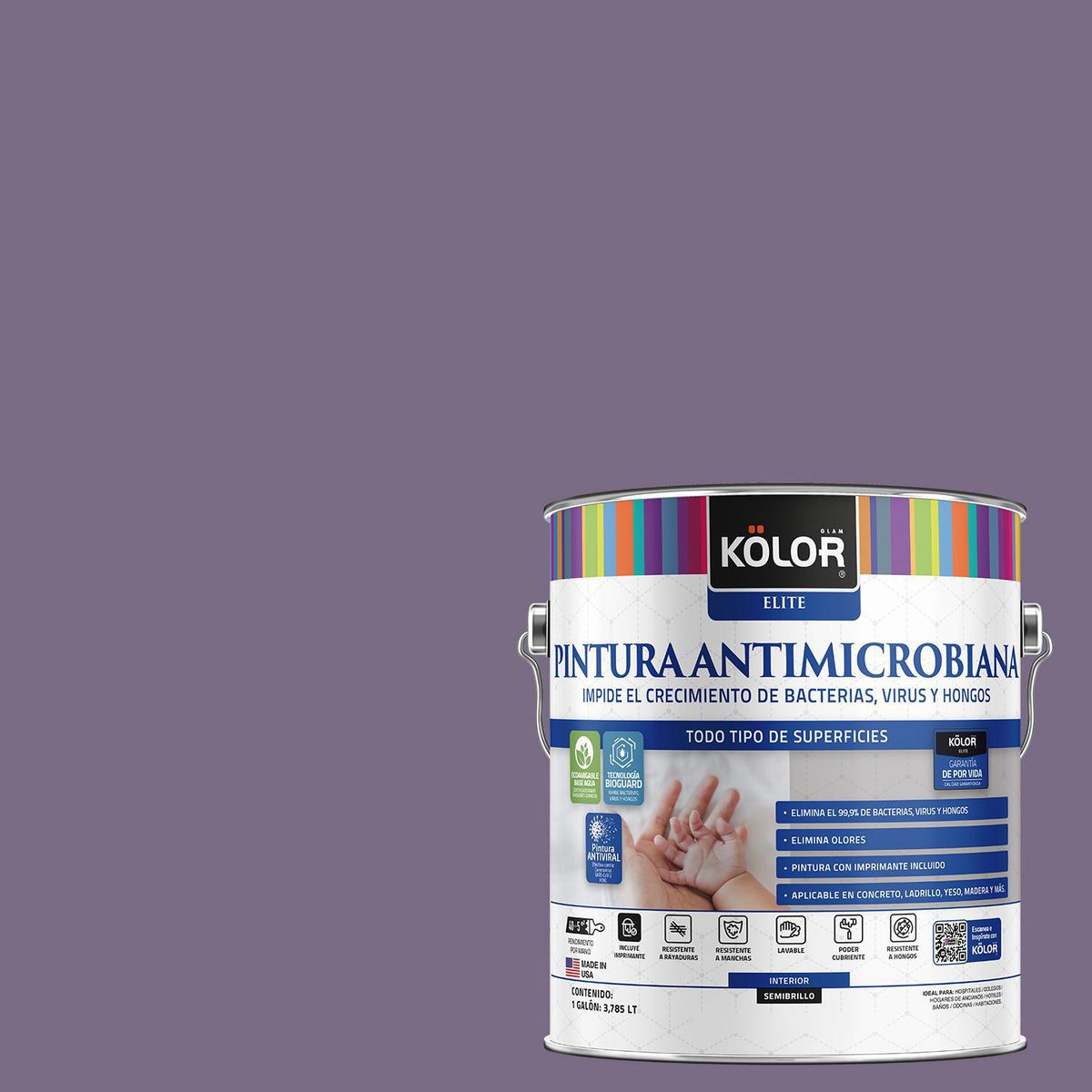 KOLOR - Pintura Antimicrobiana 1 galón(es) Semibrillante Púrpura Covasna