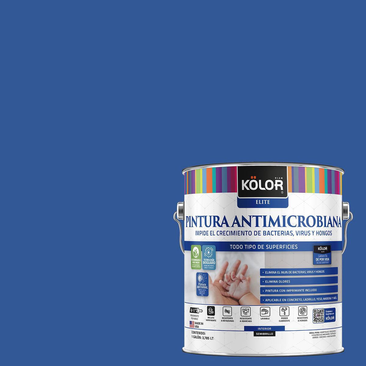 KOLOR - Pintura Antimicrobiana 1 galón(es) Semibrillante Azul Eslovenia