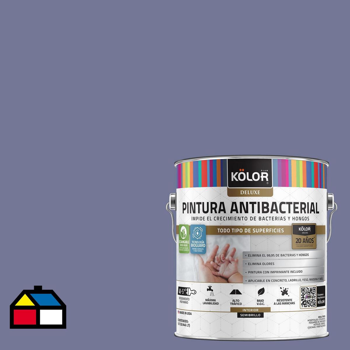 KOLOR - Pintura Antimicrobiana 1 galón(es) Semibrillante Púrpura Karluk