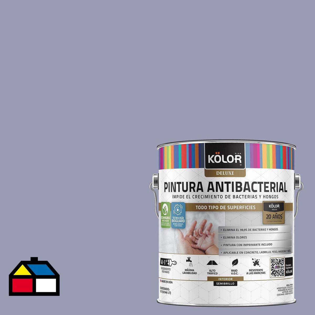 KOLOR - Pintura Antimicrobiana 1 galón(es) Semibrillante Gris Malegaon
