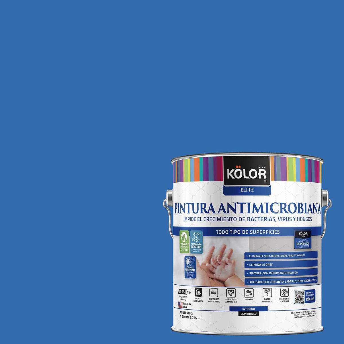 KOLOR - Pintura Antimicrobiana 1 galón(es) Semibrillante Azul Siquijor
