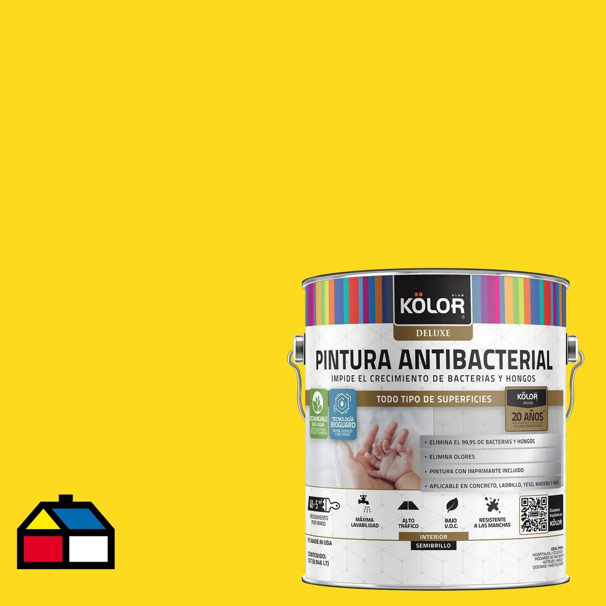 KOLOR - Pintura Antimicrobiana 1 galón(es) Semibrillante Amarillo Alejandria