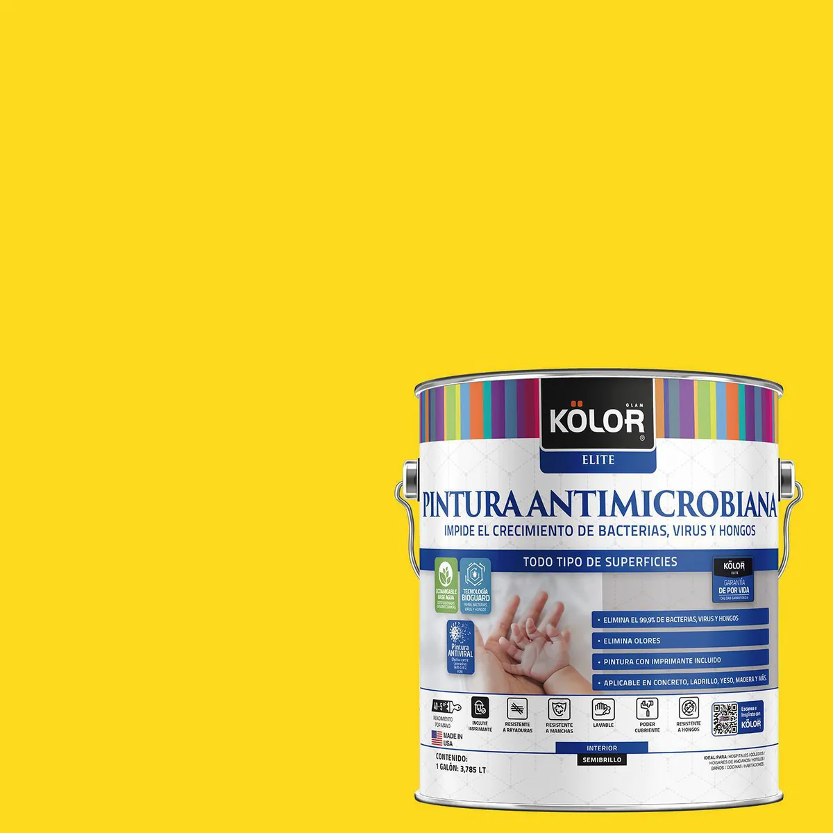KOLOR - Pintura Antimicrobiana 1 galón(es) Semibrillante Amarillo Alejandria