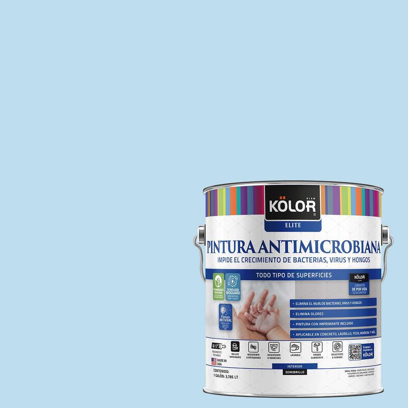 KOLOR - Pintura Antimicrobiana Semibrillante 1 galón(es) Celeste Nanning